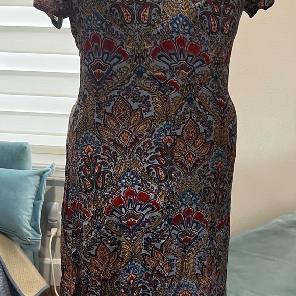 RAGA Blue Brown Sheath Midi Dress with Flutter Cap sleeves. - Picture 7 of 13